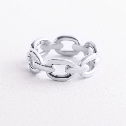Кольцо "Цепочка" в белом золоте к08459 №2