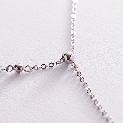 Серебряное колье - галстук с шариками 181168 №4