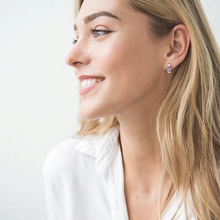 Золоті сережки (аметист, фіаніт) с04694 від ювелірного магазину Онікс - 5