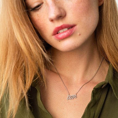 Серебряное колье "Love" с фианитами 1101 №2