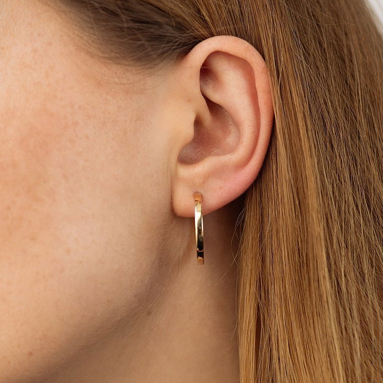 Сережки - кільця в жовтому золоті с08764 від ювелірного магазину Онікс - 1