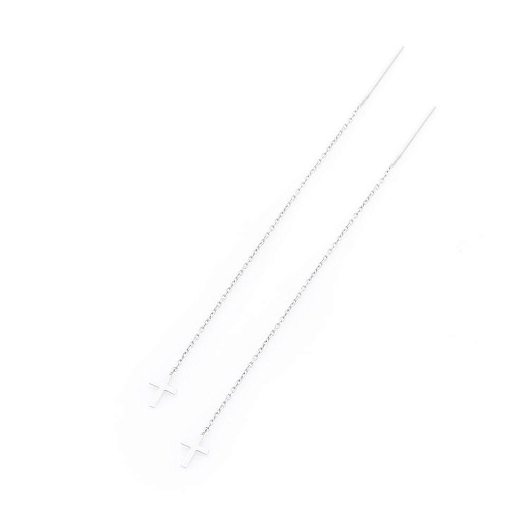 Золотые серьги-протяжки с крестиками с05451 от ювелирного магазина Оникс