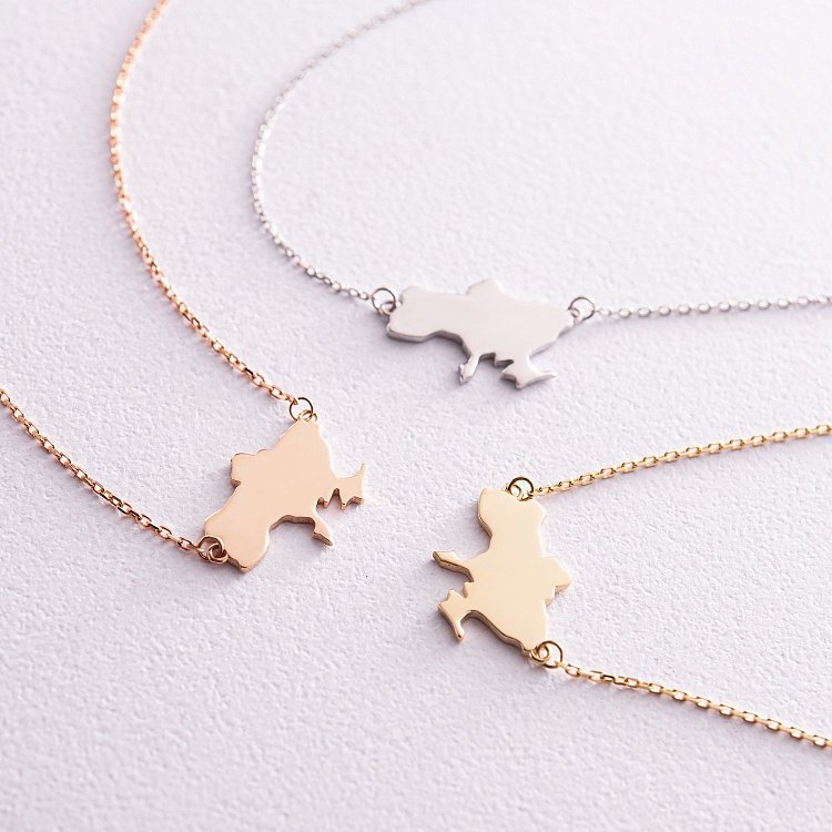 Кольє "Карта України" у червоному золоті (можливе гравіювання) кол02298 від ювелірного магазину Онікс - 2