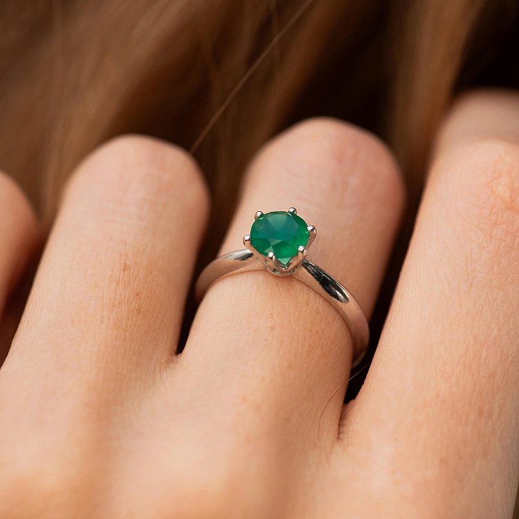 Серебряное кольцо с агатом 1851/1p-GRAG от ювелирного магазина Оникс - 1