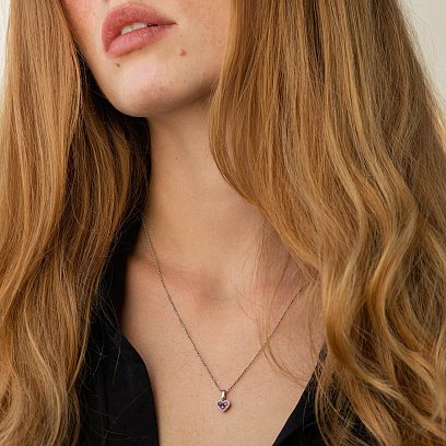 Золотой кулон "Сердечко" (бриллианты, рубины) пб0320cha №2