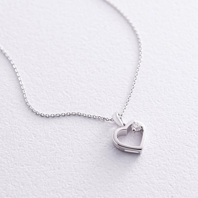 Золоте кольє "Сердечко" з діамантом колб0106z