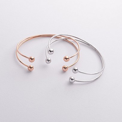 Жорсткий браслет "Кульки" (біле золото) б05580 №7