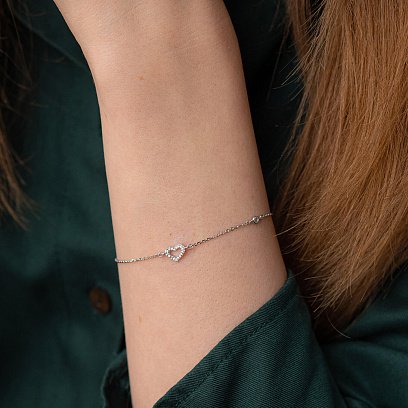 Золотой браслет "Сердечко" с бриллиантами бб0030z №6