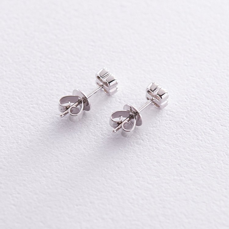 Золотые серьги-пусеты "Клевер" с бриллиантами сб0178he от ювелирного магазина Оникс - 2