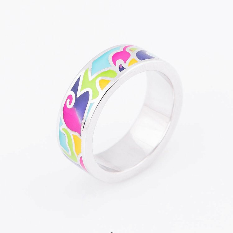 Кольцо с эмалью (родий) 111941 от ювелирного магазина Оникс