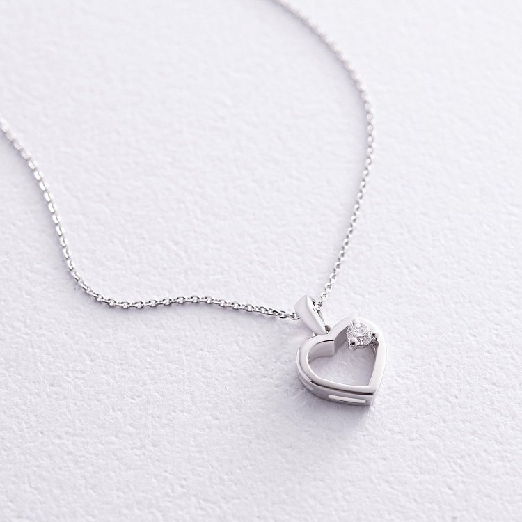 Золоте кольє "Сердечко" з діамантом колб0106z від ювелірного магазину Онікс