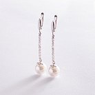 Срібні сережки (штучні перли, фіаніти) 121044 от ювелирного магазина Оникс