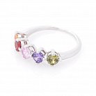 Серебряное кольцо с разноцветными фианитами 112106 от ювелирного магазина Оникс - 1
