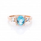 Золотое кольцо (голубой топаз, фианиты) к04642 от ювелирного магазина Оникс - 3