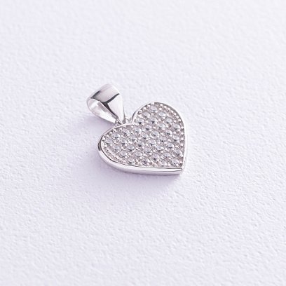 Серебряная подвеска "Сердце" с фианитами 132244