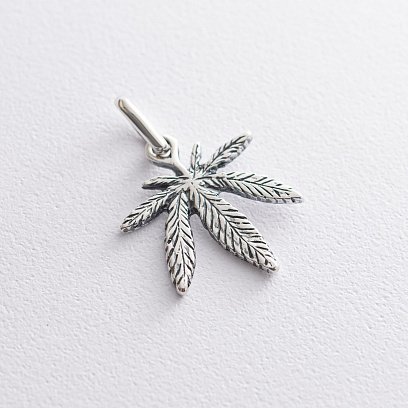 Серебряная подвеска "Листик конопли" 13389 №5