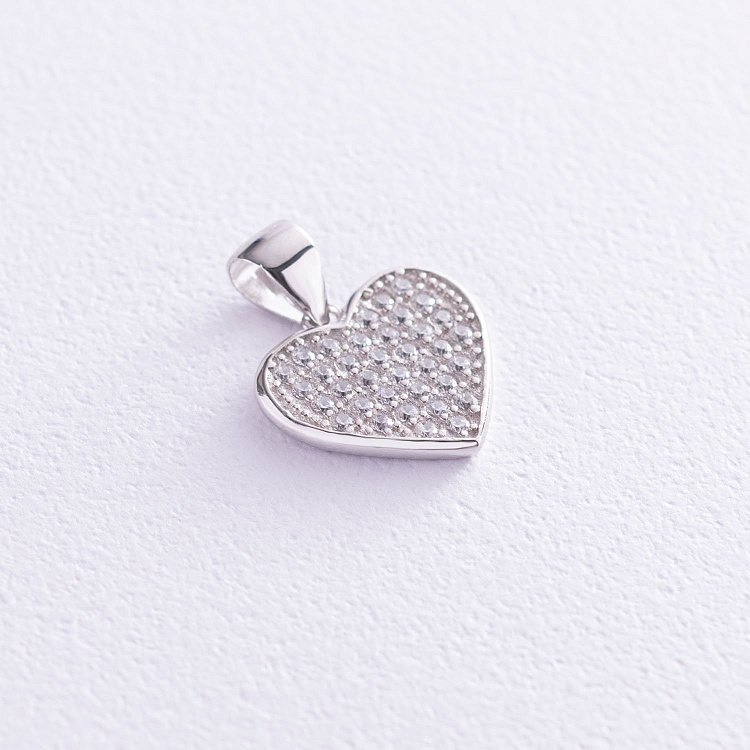 Серебряная подвеска "Сердце" с фианитами 132244 от ювелирного магазина Оникс
