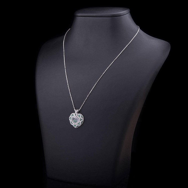 Срібне кольє "Серце" (ювелірне скло і фіаніти) 18224 від ювелірного магазину Онікс - 2