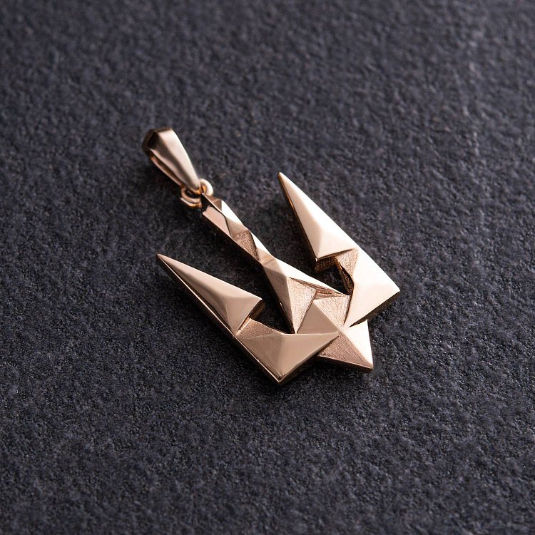 Кулон "Герб Украины - Тризуб" в красном золоте п03716 от ювелирного магазина Оникс