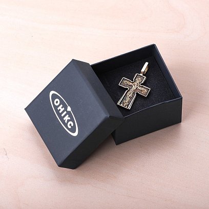 Православный крест "Распятие. Божия Матерь "Воплощение". Пять святителей" (чернение) п01749 №5