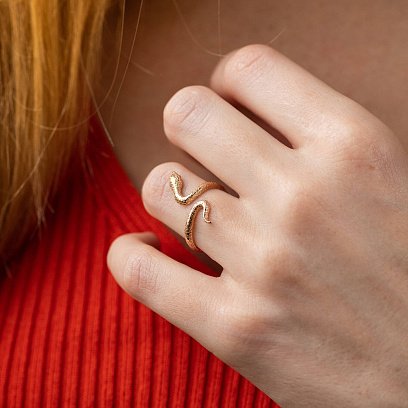 Кольцо "Змея" в красном золоте к07993 №2