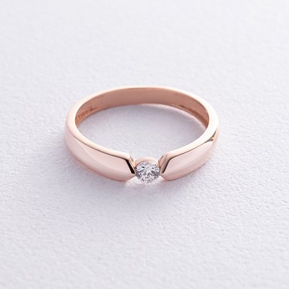 Помолвочное золотое кольцо с фианитом к07441 №3