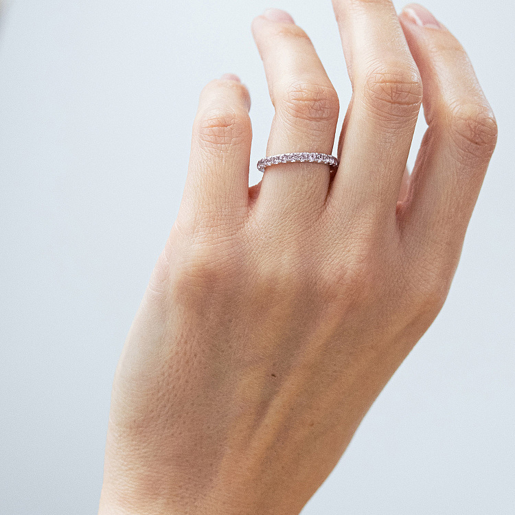 Срібна каблучка з рожевими синтетичними сапфірами 1901/1р-PSPH від ювелірного магазину Онікс - 3