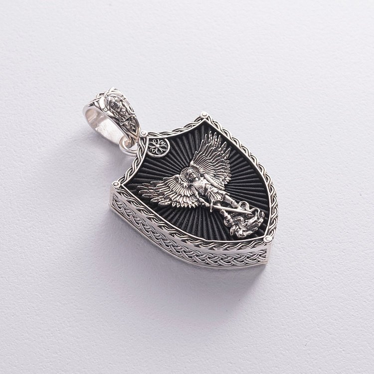 Срібний кулон "Св. Георгій Переможець" з ебеновим деревом 1270 - 5 Срібний кулон "Св. Георгій Переможець" з ебеновим деревом 1270 від ювелірного магазину Онікс - 5