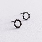 Золоті сережки - пусети "Кругообіг" (чорні діаманти) 0.8 см сб0356di от ювелирного магазина Оникс - 4