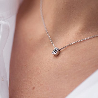 Серебряное колье с буквой "D" с фианитами 1103 D №6