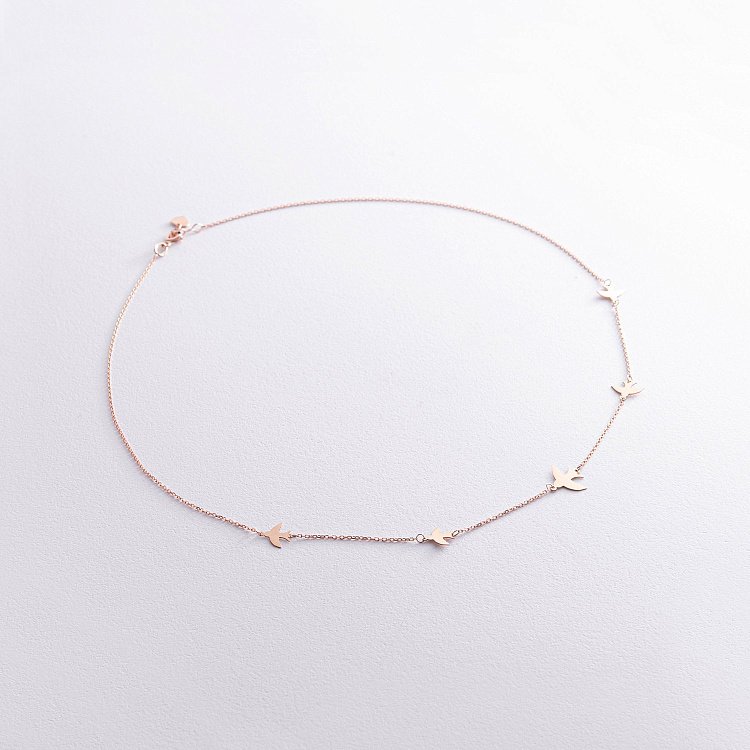 Колье "Ласточки" в красном золоте кол02275 от ювелирного магазина Оникс - 1