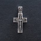Срібний хрест "Розп'яття. Спаси і  Збережи" з ебеновим деревом 625 от ювелирного магазина Оникс