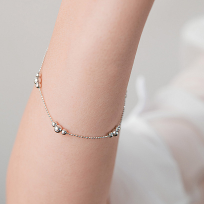 Браслет "Шарики" в белом золоте б05563 №5