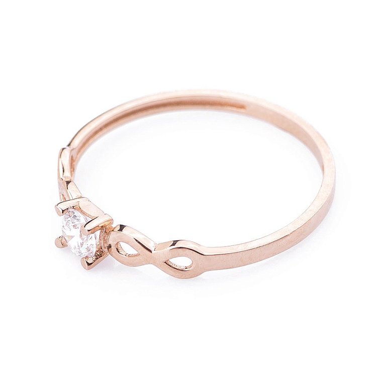 Золотое кольцо "Бесконечность" с фианитами к04995 от ювелирного магазина Оникс - 2