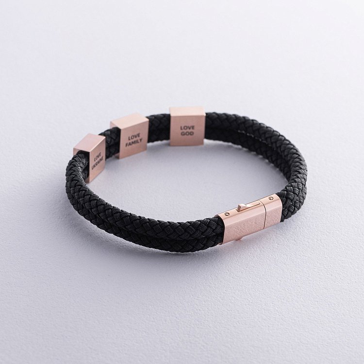 Чоловічий браслет "Love God. Love Family. Love Ukraine" (червоне золото) 537901300 від ювелірного магазину Онікс - 5