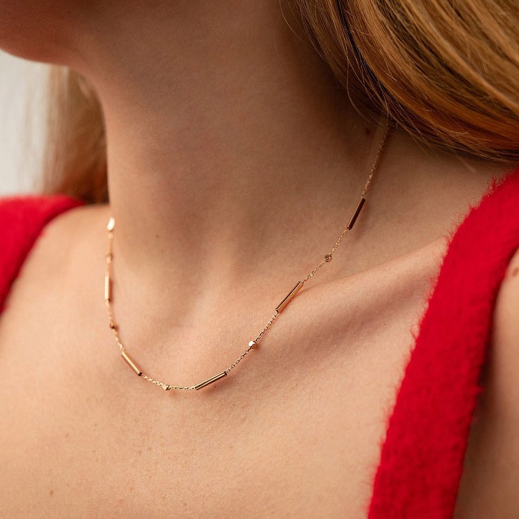 Колье - цепочка в красном золоте кол02464 от ювелирного магазина Оникс - 1