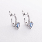 Серебряные серьги "Сердечки" (топаз London Blue, куб. цирконий) 2616/1р-QLB от ювелирного магазина Оникс