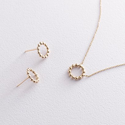 Серьги-пусеты "Гармония" в желтом золоте с06898 №8