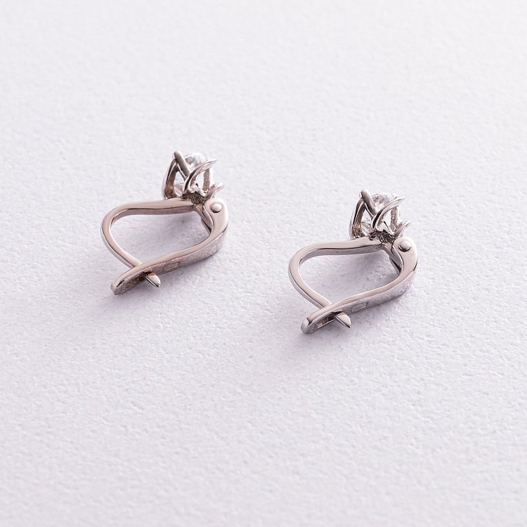 Золотые серьги с фианитами с02406 от ювелирного магазина Оникс - 2