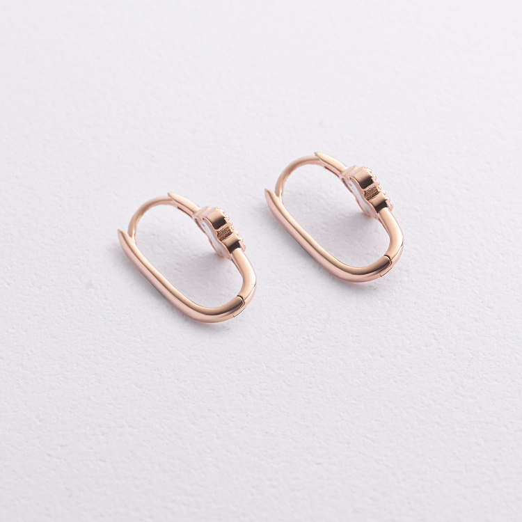 Сережки "Конюшина" з перламутром (червоне золото) с09391 від ювелірного магазину Онікс - 1