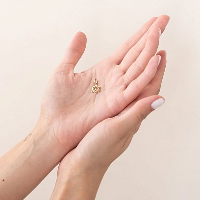 Підвіска "Зірка Давида" в жовтому золоті (фіаніт) п03461 №2