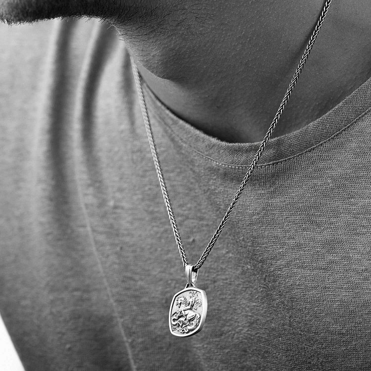 Срібний кулон "Георгій Переможець" (можливе гравіювання) 133189 від ювелірного магазину Онікс - 2