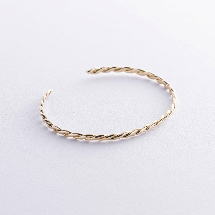 Жорсткий золотий браслет "Переплетення" б05349 - 3 Жорсткий золотий браслет "Переплетення" б05349 від ювелірного магазину Онікс - 3