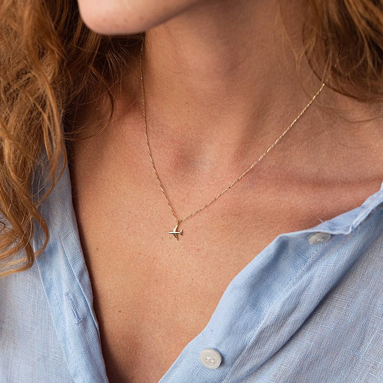 Кольє "Літачок" у жовтому золоті кол02302 від ювелірного магазину Онікс - 1