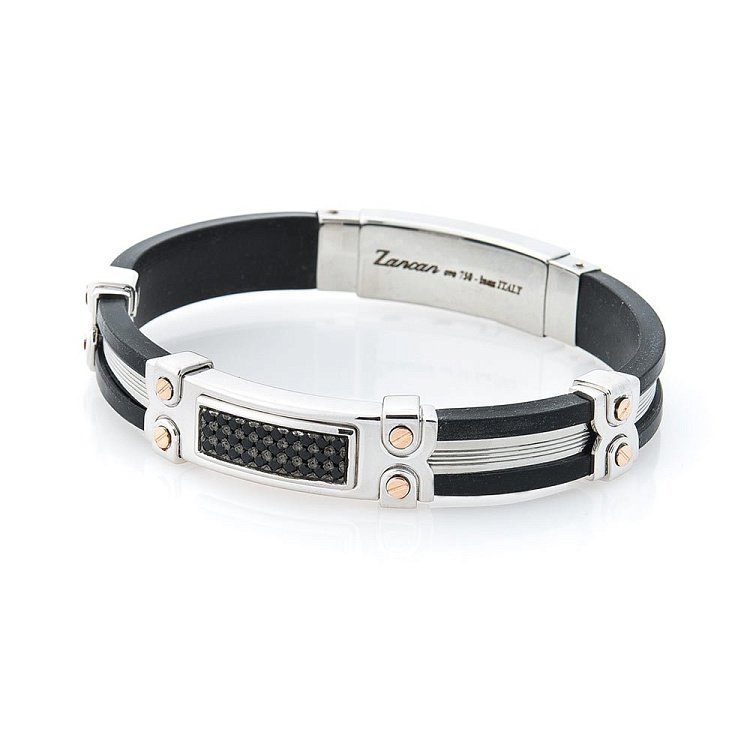 Чоловічий браслет з каучуку і срібла ZANCAN EXB507R-N від ювелірного магазину Онікс