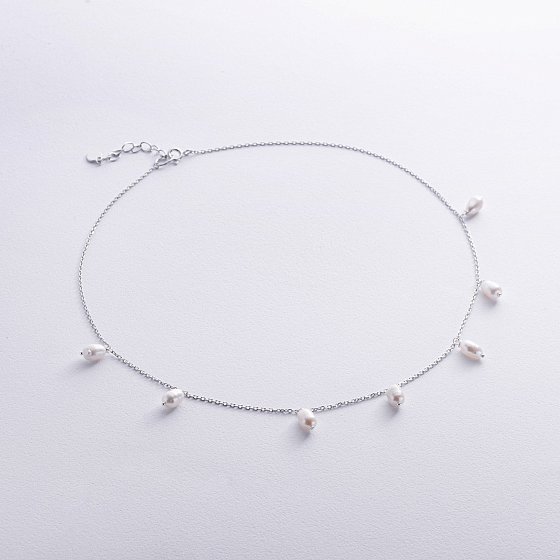 Серебряное колье с жемчугом 908-01430 №2