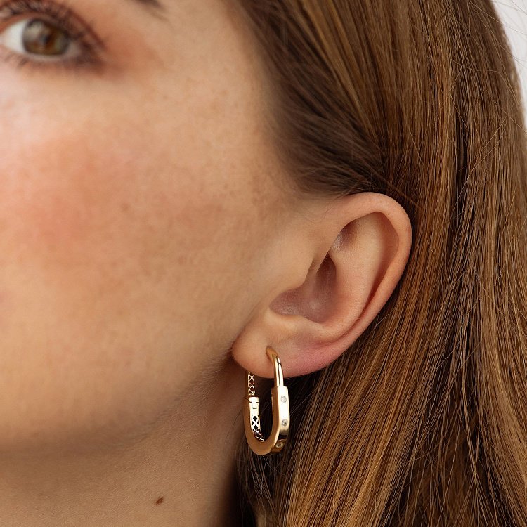 Сережки "Camilla" в жовтому золоті (фіаніти) с08809 від ювелірного магазину Онікс - 4