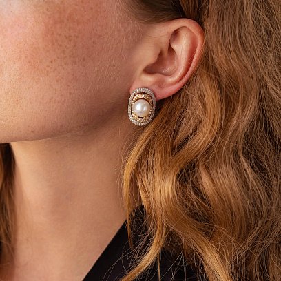 Золотые серьги с бриллиантами и жемчугом с1312 №9