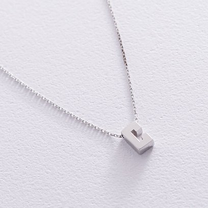 Кольє з буквою "С" в білому золоті кол01254С №3