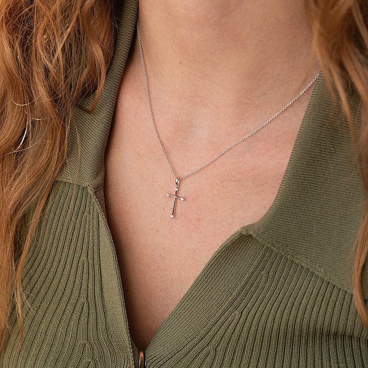 Золотое колье "Крестик" с бриллиантами колб0016ca - 3 Золотое колье "Крестик" с бриллиантами колб0016ca от ювелирного магазина Оникс - 3